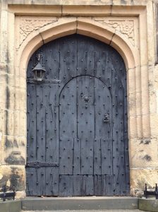 Old Black Wooden Door at Hoghton Tower