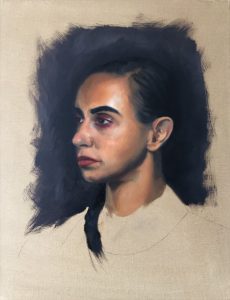 Alla prima portrait painting in oils