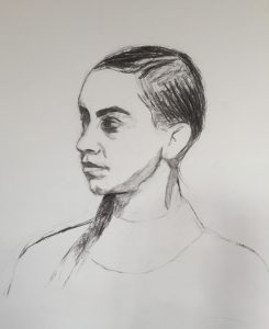 Sight-size charcoal portrait sketch