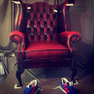 Chesterfield Armchair with New Balance Trainers