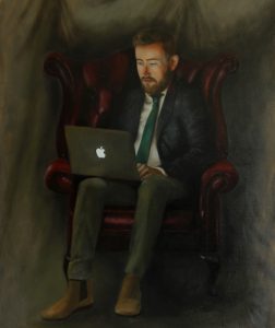 The Entrepreneur Portrait Painting with an Apple MacBook