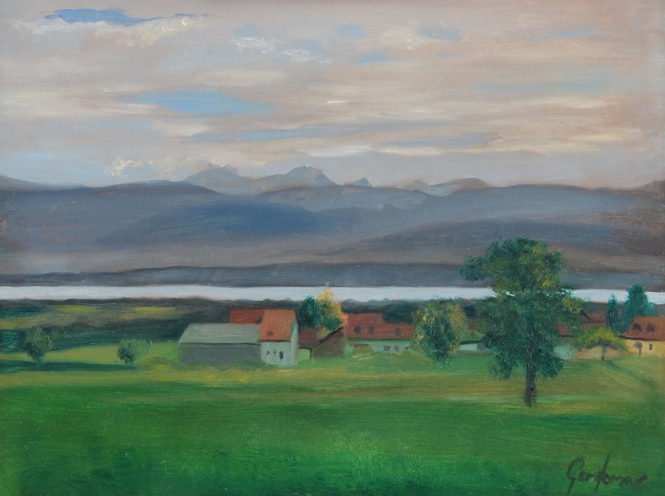 Painting of Lake Geneva from Givrins