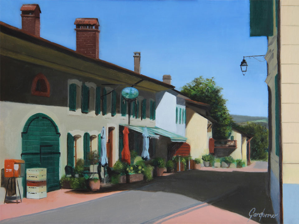 Painting of the Auberge at Givrins