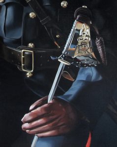 Oil Painting of British Army Officer Sword