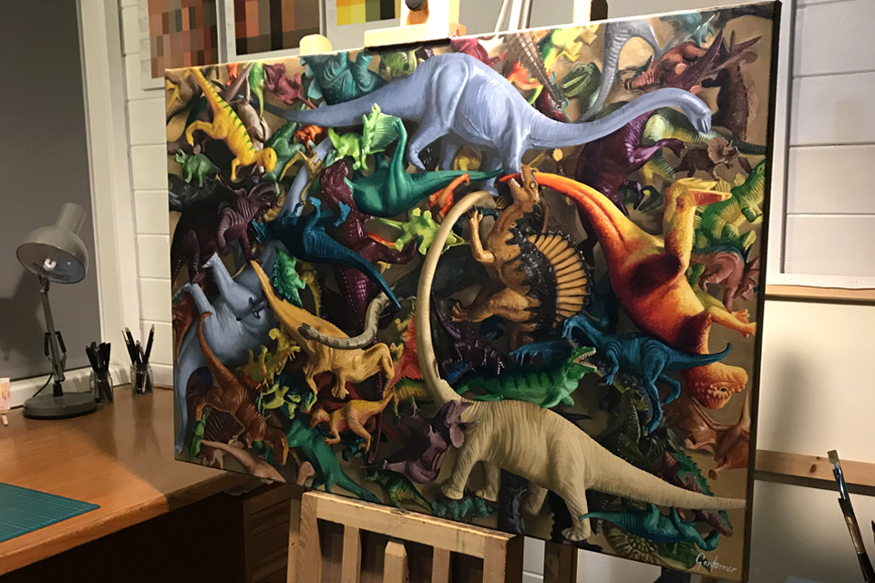 Organised Chaos Dinosaurs Oil Painting