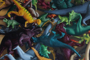 Gary Armer Organised Chaos Painting of Dinosaurs