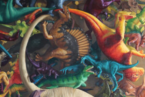 Still Life Painting of Toy Dinosaurs