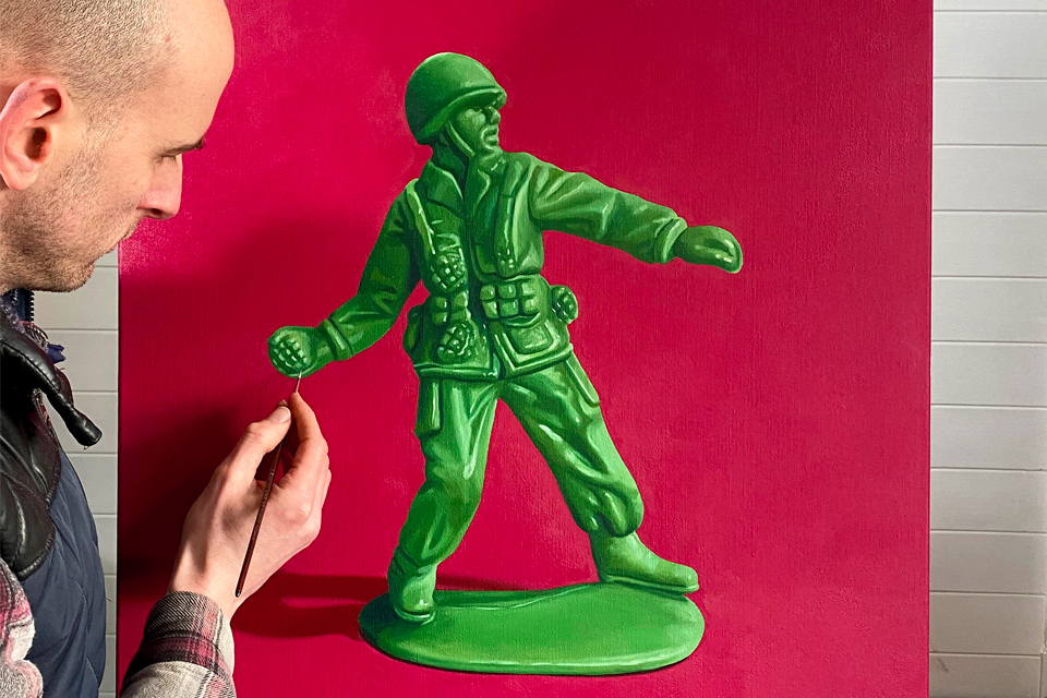 Painting of Green Toy Army Man