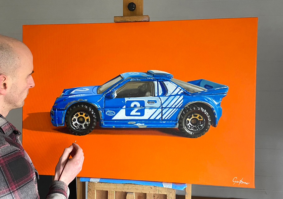Blue and Orange Car Painting