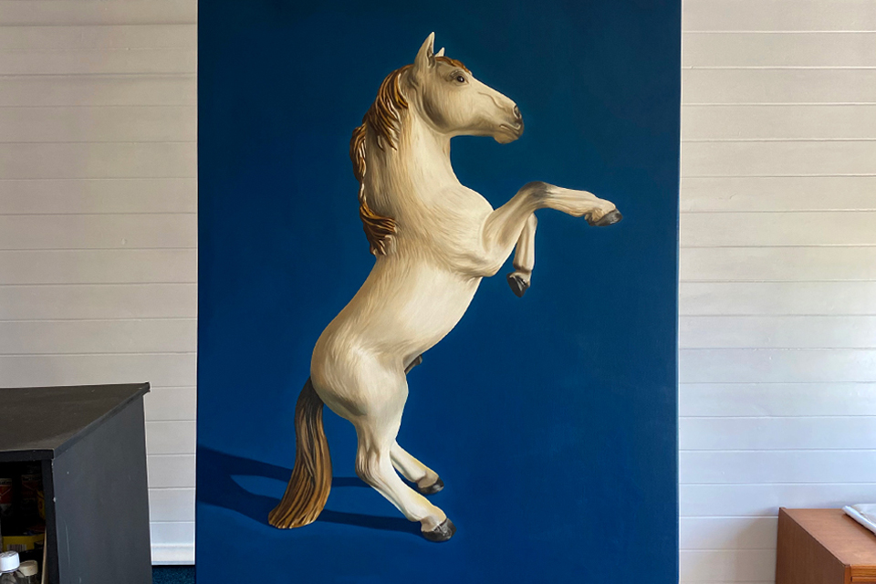 Toy White Horse Oil Painting