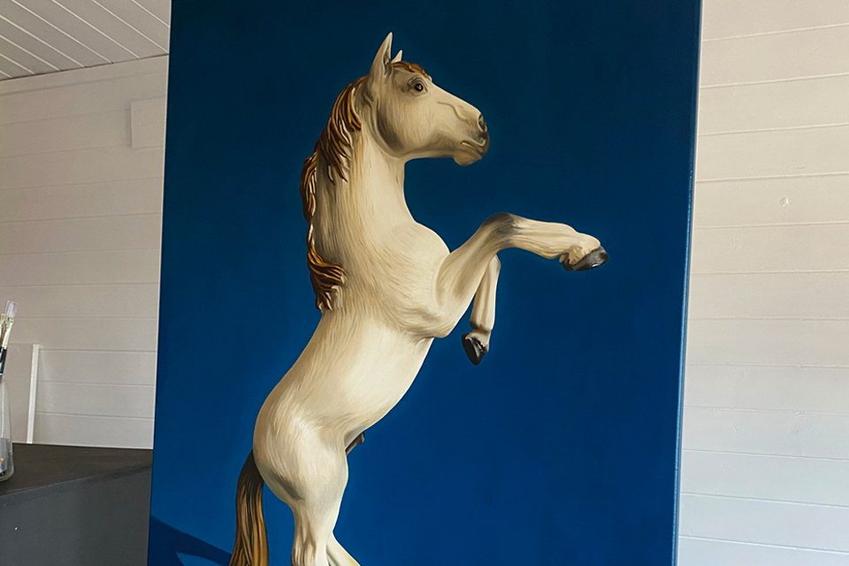 White Stalion Oil Painting