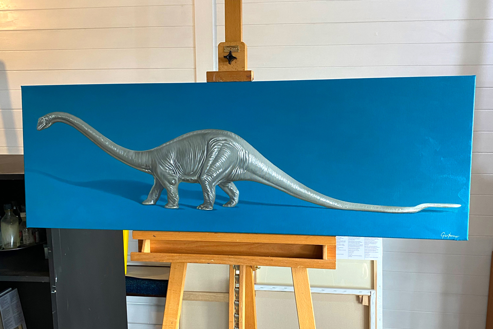 Diplodocus Toy Realism Oil Painting