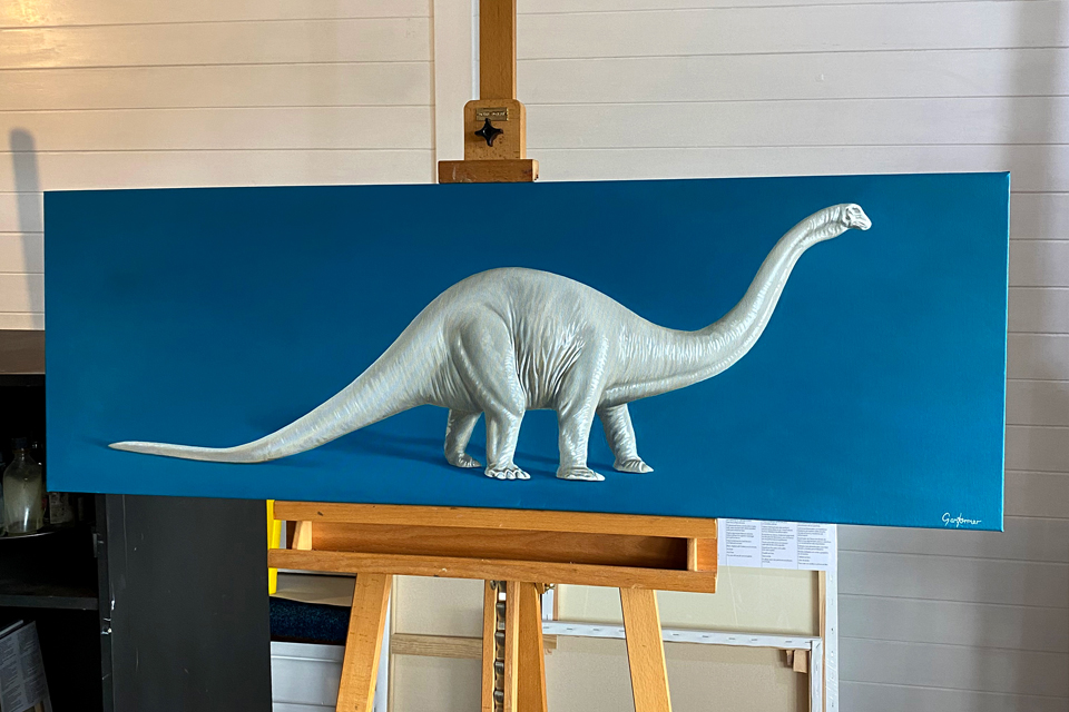 Brontosaurus Toy Realism Oil Painting